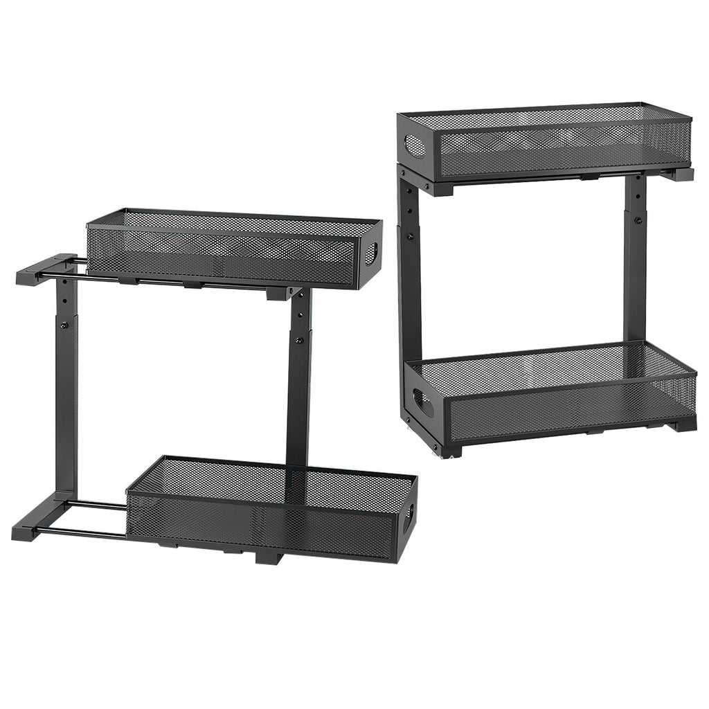 2Pcs Under Sink Organizer 2 Tier Pull Out Cabinet Baskets Storage