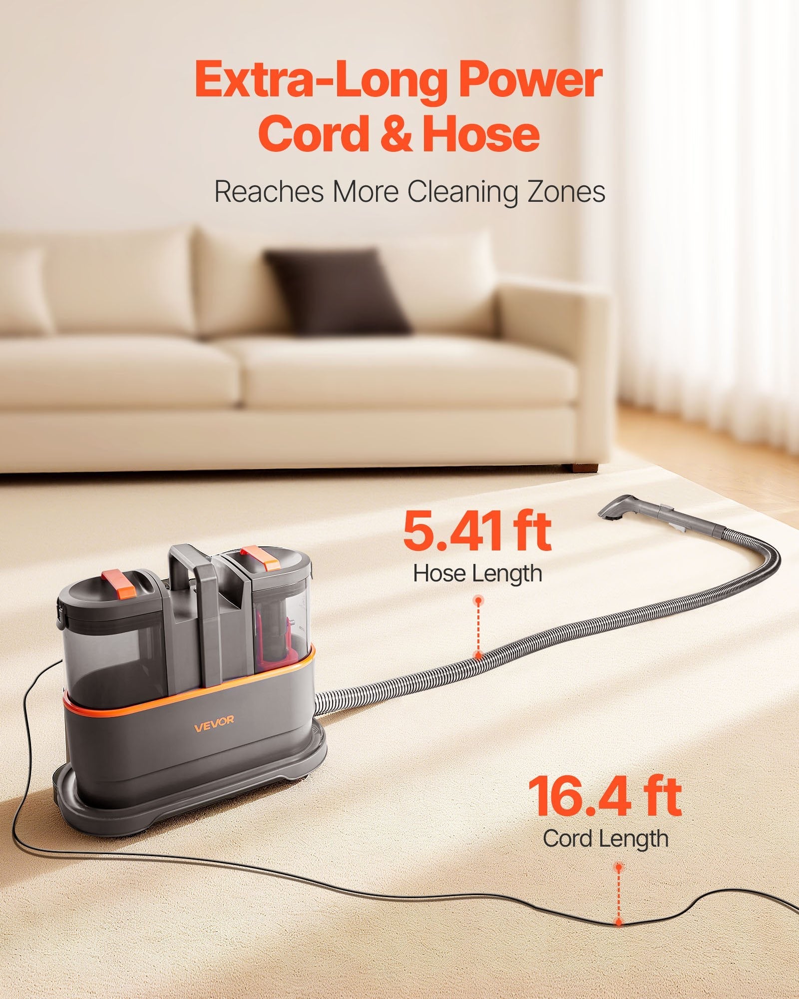 Portable Carpet Cleaner Machine Dual-Water Tank 11.5Kpa Upholstery